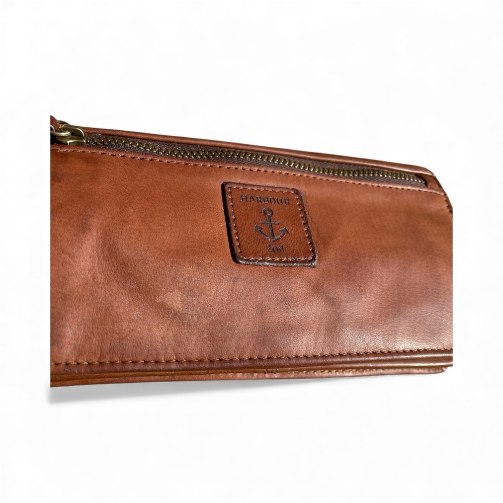 Brown Leather Clutch Wallet with Anchor Detail - Picture 3 of 14